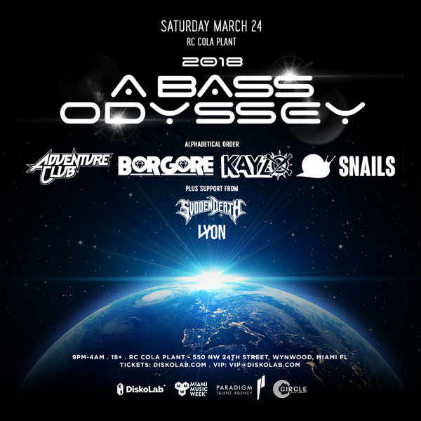 2018: A Bass Odyssey | Adventure Club, Borgore, Kayzo, Snails Image 2018: A Bass Odyssey | Adventure Club, Borgore, Kayzo, Snails Image