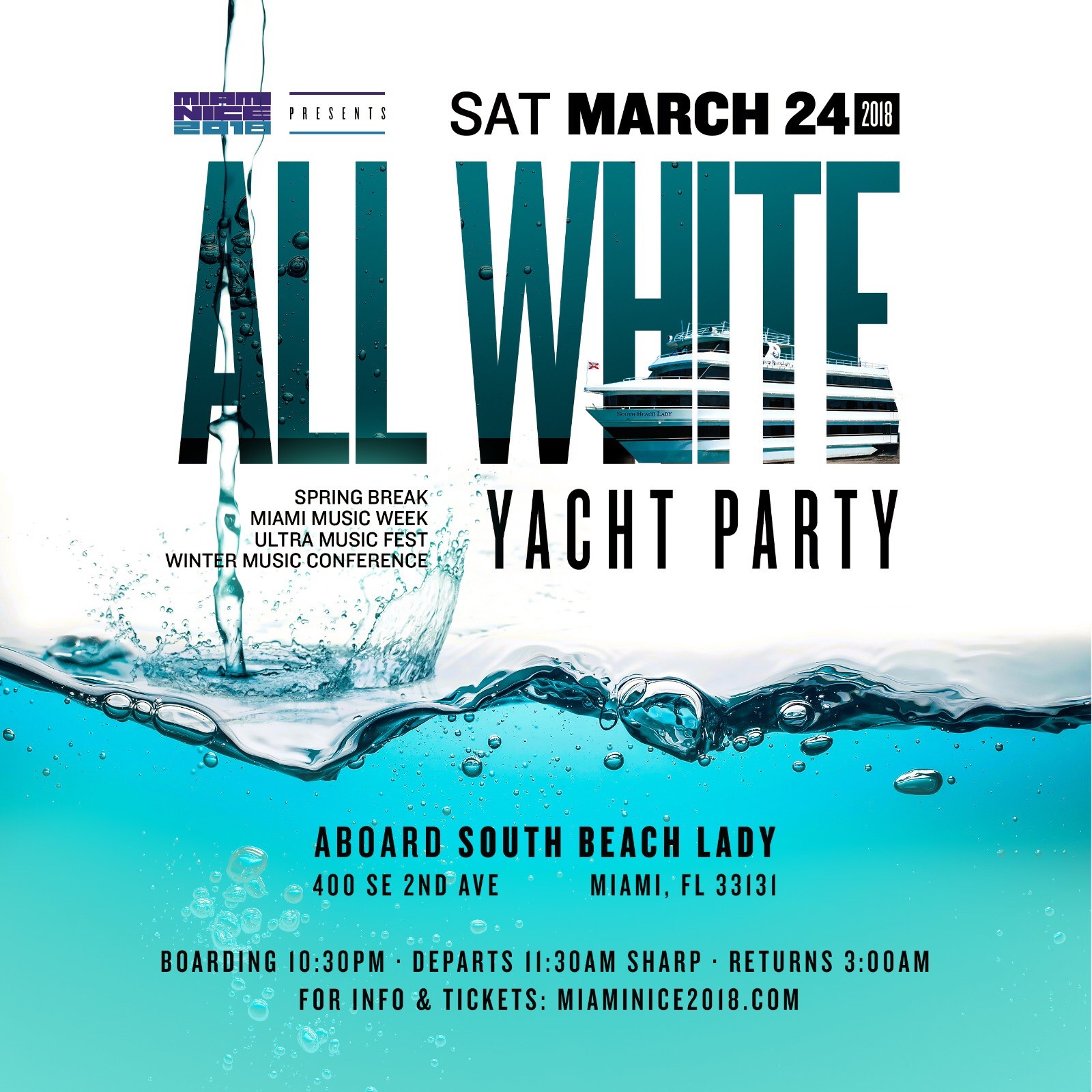 all white yacht party miami